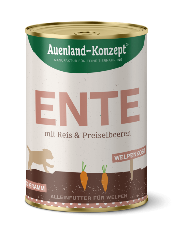 Auenland Welpenkost Ente mit Reis 400g