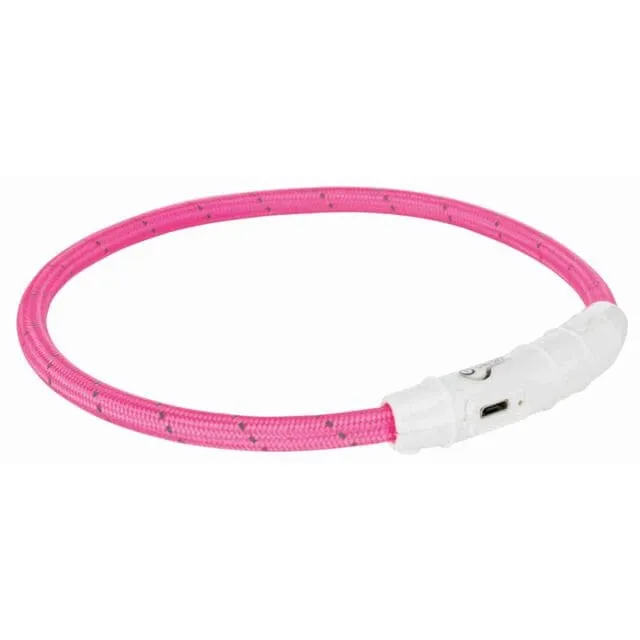 Flash Leuchtring USB, TPU/Nylon, M–L: 45 cm/ø 7 mm, pink