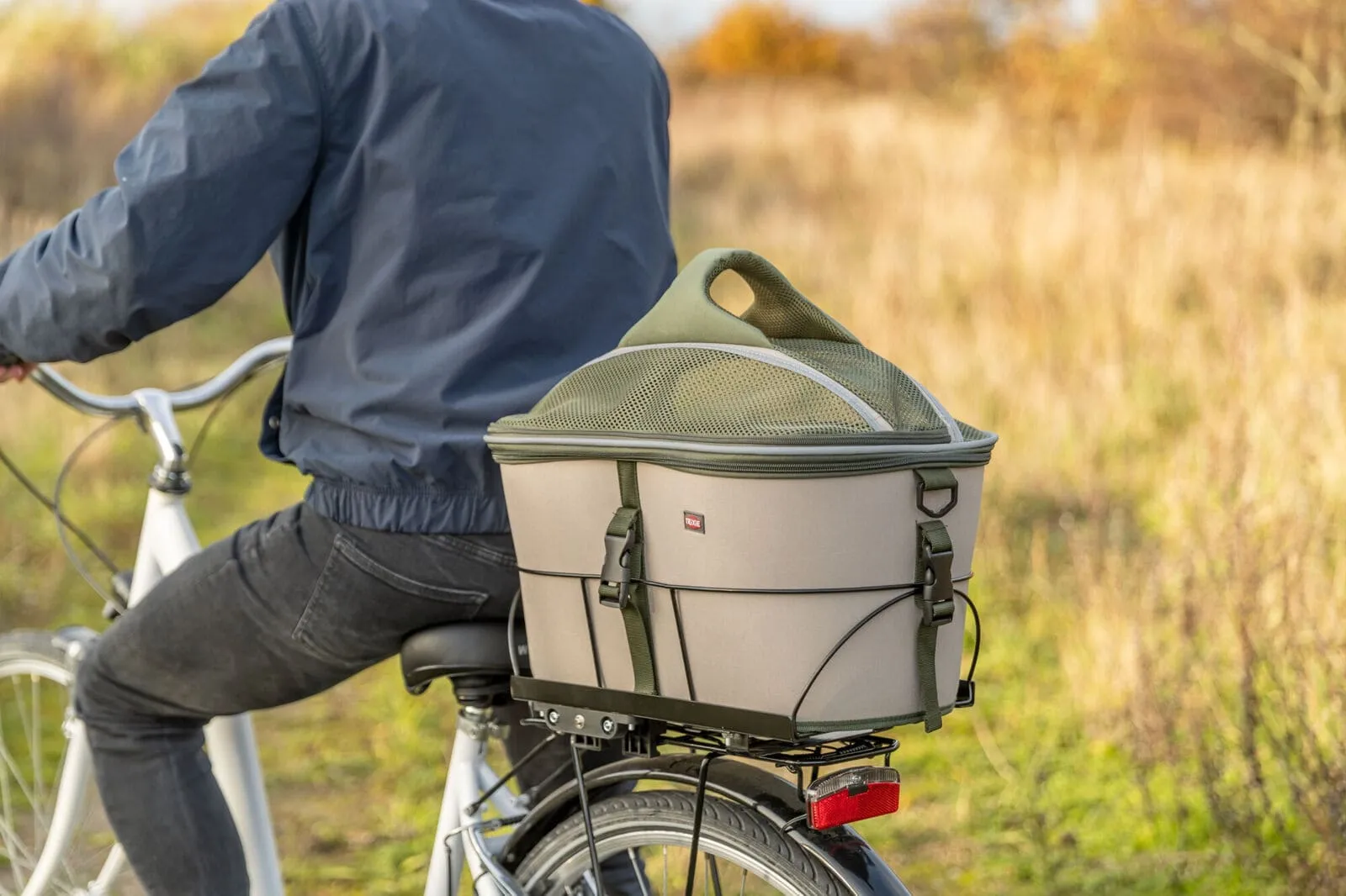 Fahrradkorb für Gepäckträger olivgrün