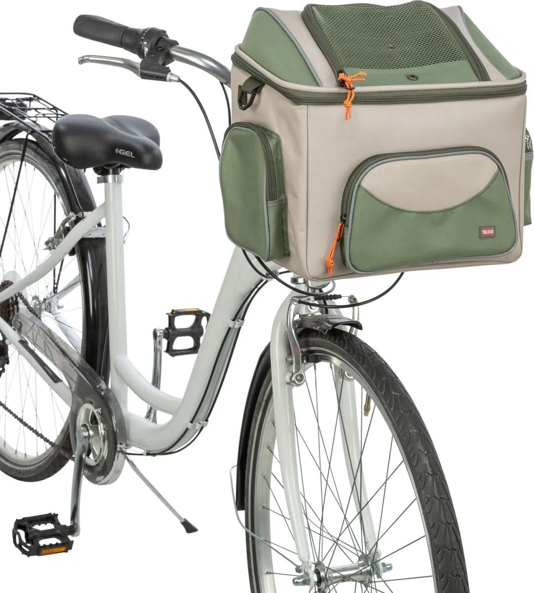 Fahrradkorb für Lenker Polyester 48 × 40 × 34 cm olivgrün beige