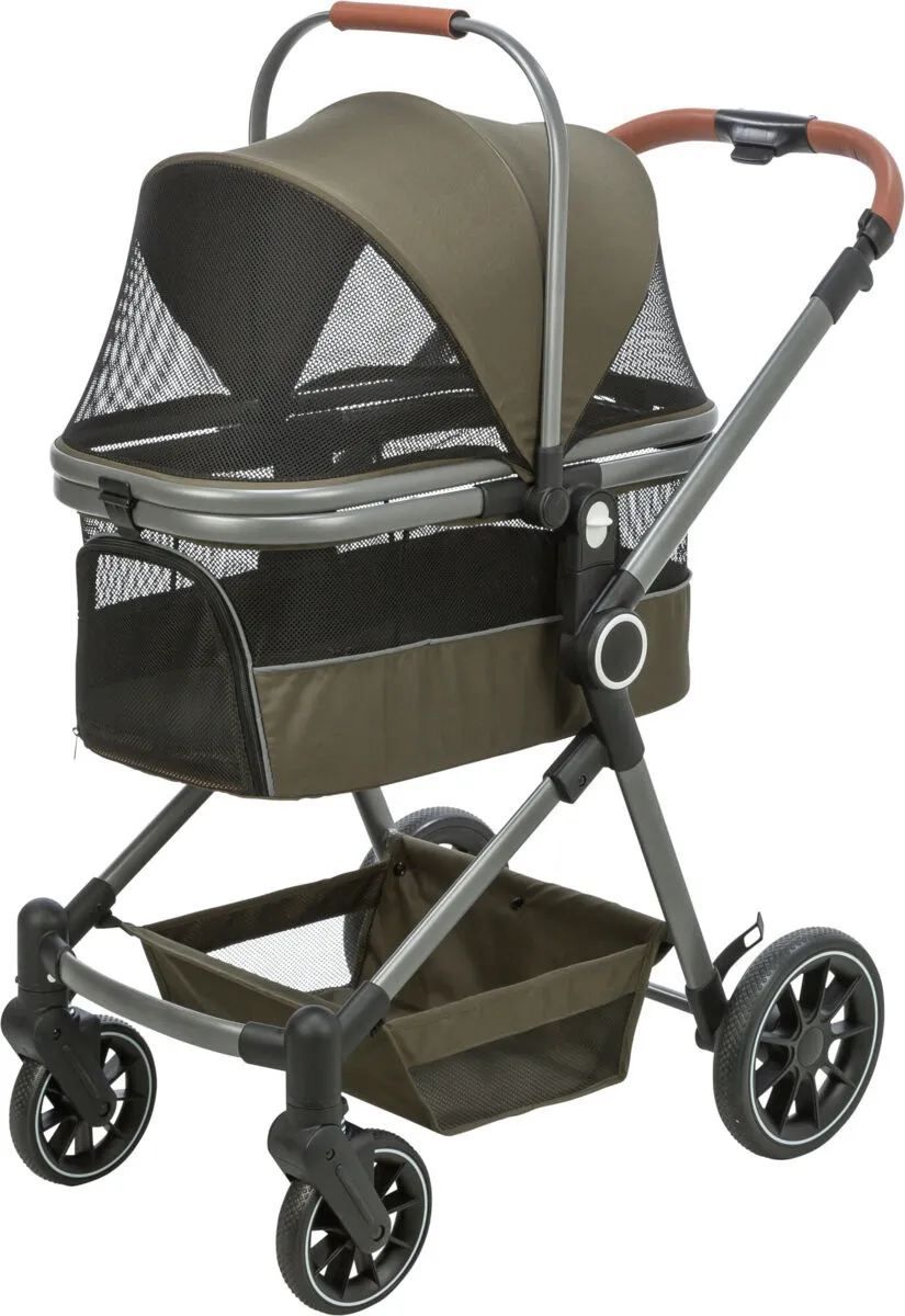 Hundebuggy bis 22 kg mit abnehmbarem Korb und Regenhaube