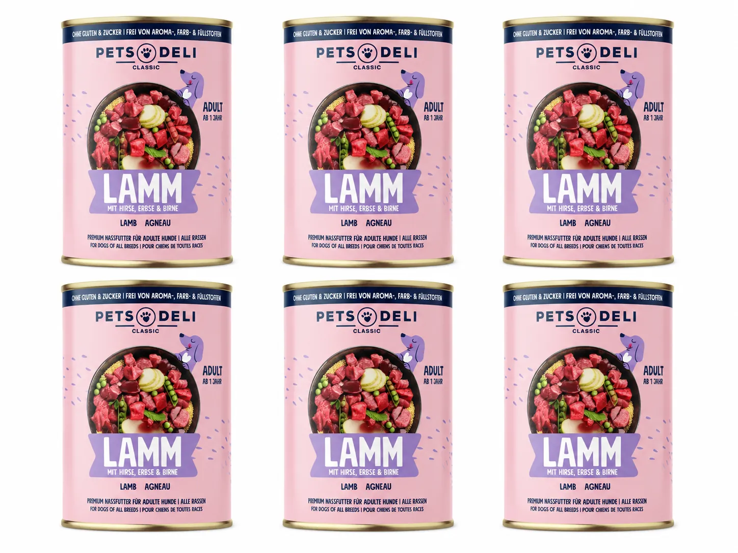 Pets Deli Classic Lamm mit Hirse, Erbsen, Birne & Minze 400g