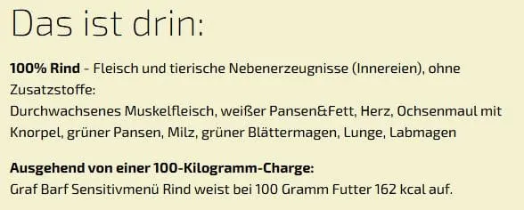 Graf Barf Sensitivmenü Rind 2,5kg