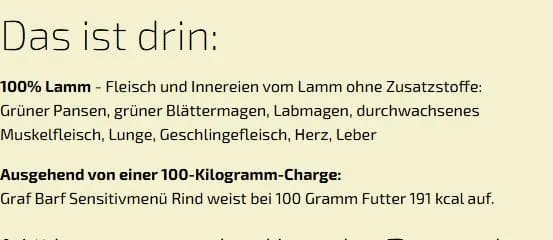 Graf Barf Sensitivmenü Lamm 2,5kg