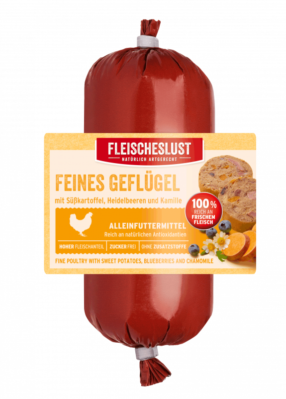 Feines Geflügel mit Karotten, Süßkartoffel und Kamille 200g
