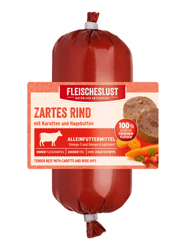 Zartes Rind mit Karotten und Hagebutte 200g