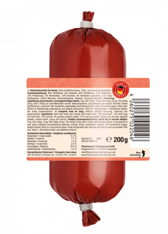 Zartes Rind mit Karotten und Hagebutte 200g