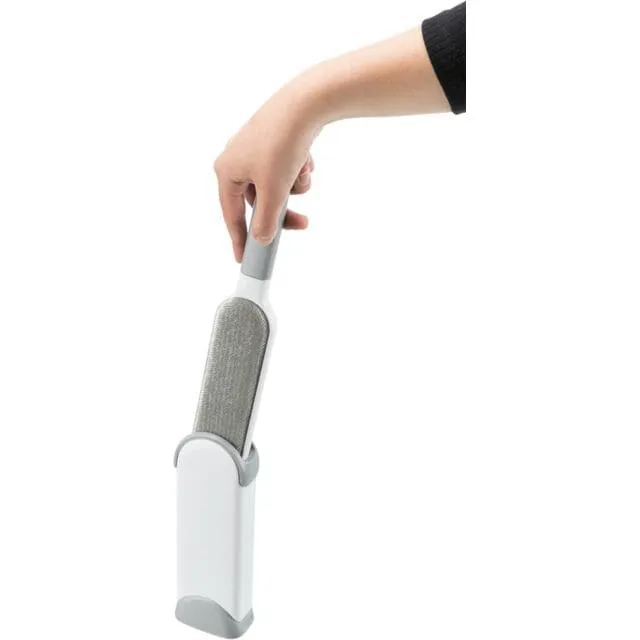 Fussel-Bürste mit Reinigungsstation, 33 cm, weiß/grau