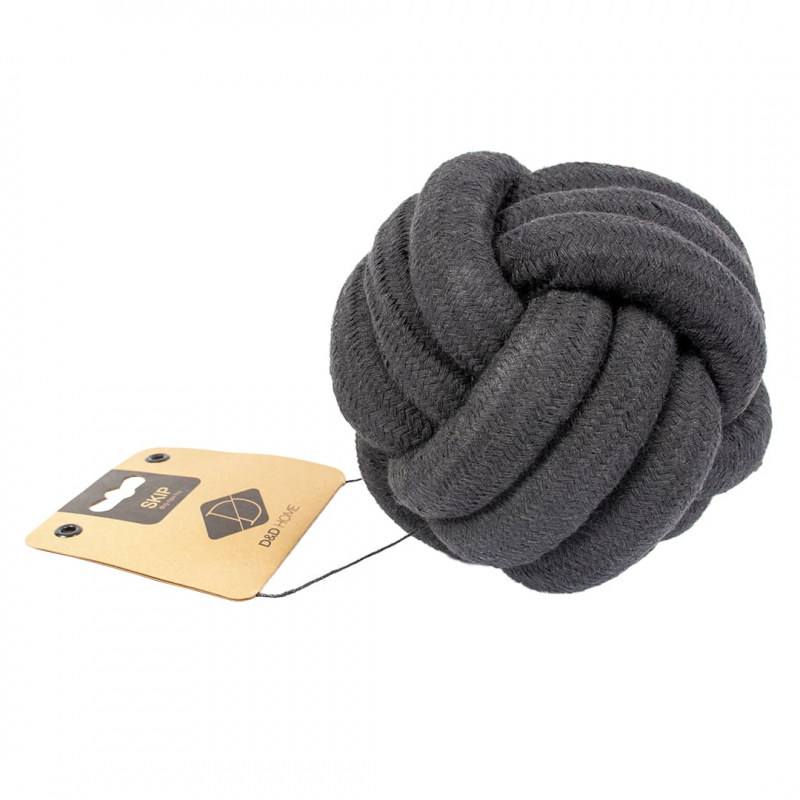 Dog Toy SKIP BALL XS black 6cm/rope 10mm