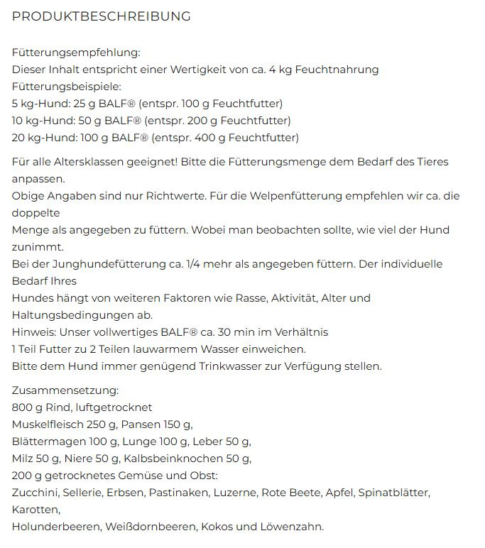 TrockenBARF BALF Rind 1000g