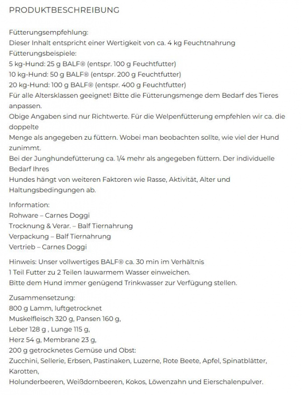 TrockenBARF BALF Lamm 1000g