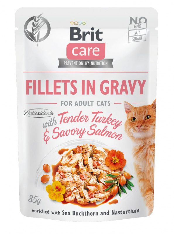 Brit Care Cat - Fillets in Gravy with Tender Turkey & Savory Salmon