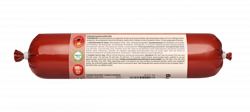 Rindermenü mit Zucchini, Haselnuss und Kürbiskernen 400g