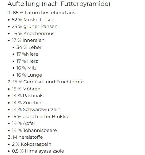 Lamm-Komplett-Menü, gewolft 1000g