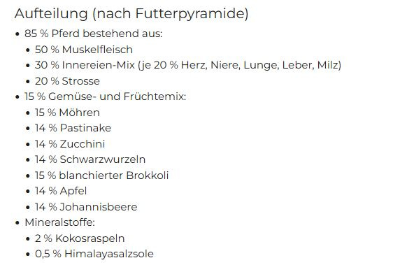 Pferd-Komplett-Menü, gewolft 1000g