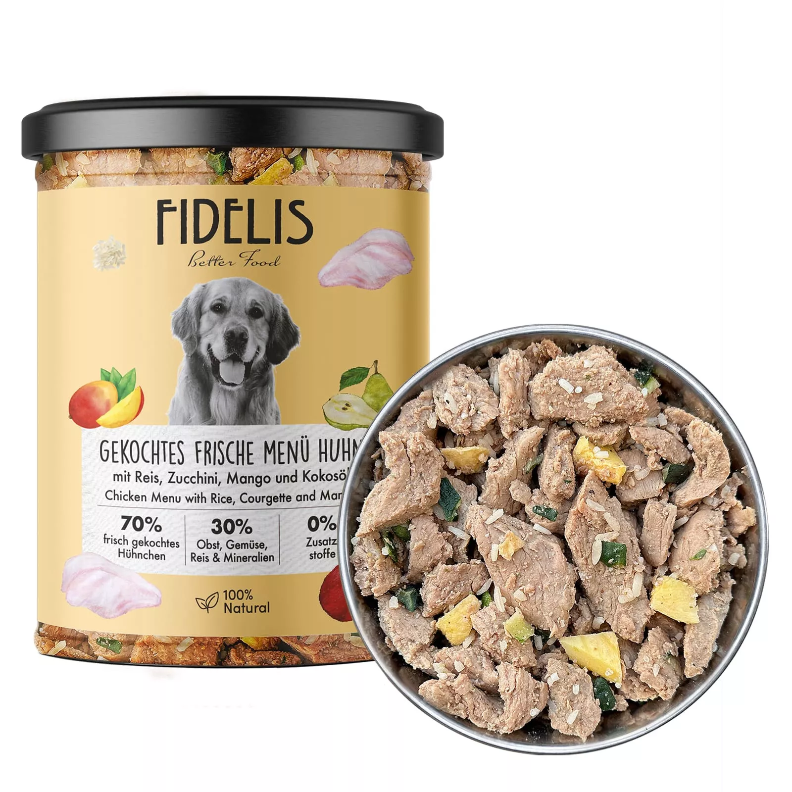 Fidelis Huhn mit Reis, Zucchini und Mangoim Glas 6x400g