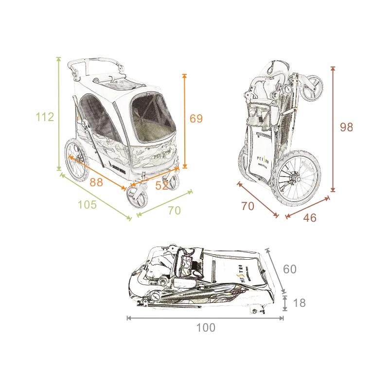 Petstro Hundebuggy Silverwing Größe XL bis 55 kg
