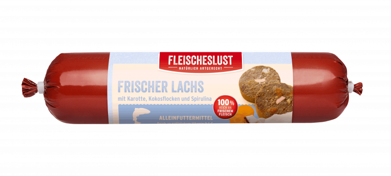 Frischer Lachs mit Rind, Karotten, Kürbis und Kokos 800g