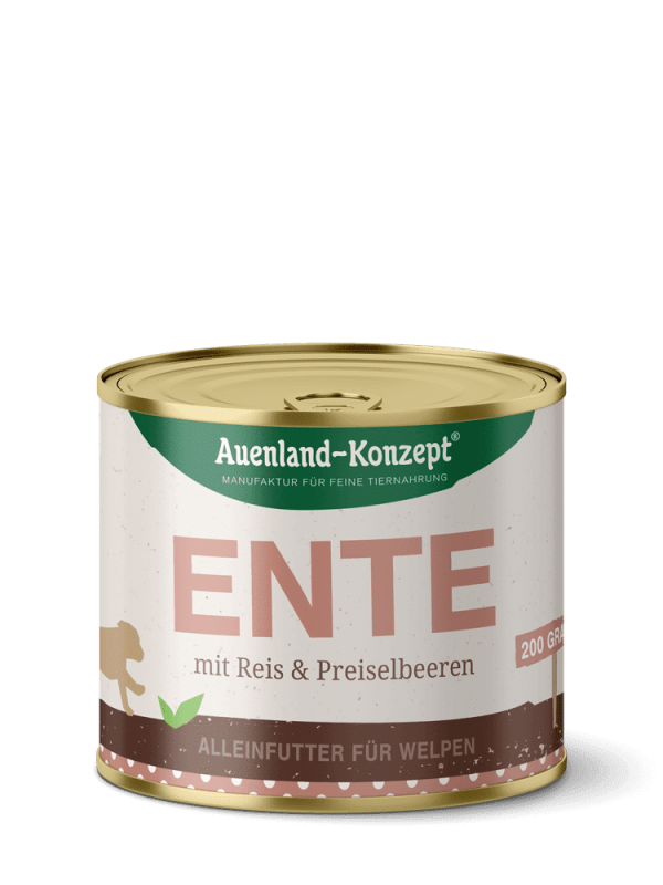 Auenland Welpenkost Ente mit Reis 200g