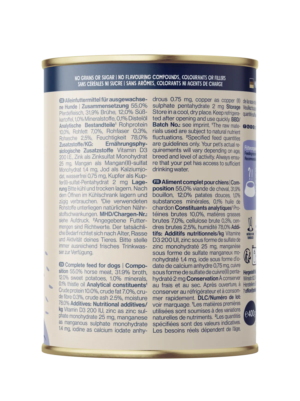 Pets Deli Hypo Pferd mit Süsskartoffel & Distelöl 400g