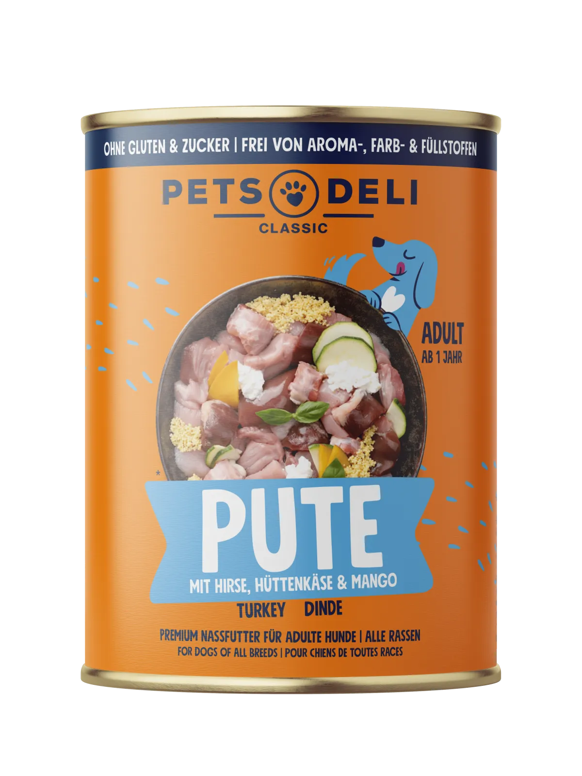 Pets Deli Classic Pute mit Hirse, Hüttenkäse und Mango 400g