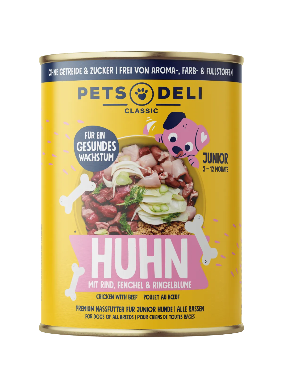 Pets Deli Junior JUNIOR Huhn mit Rind, Fenchel, Ringelblume 400g