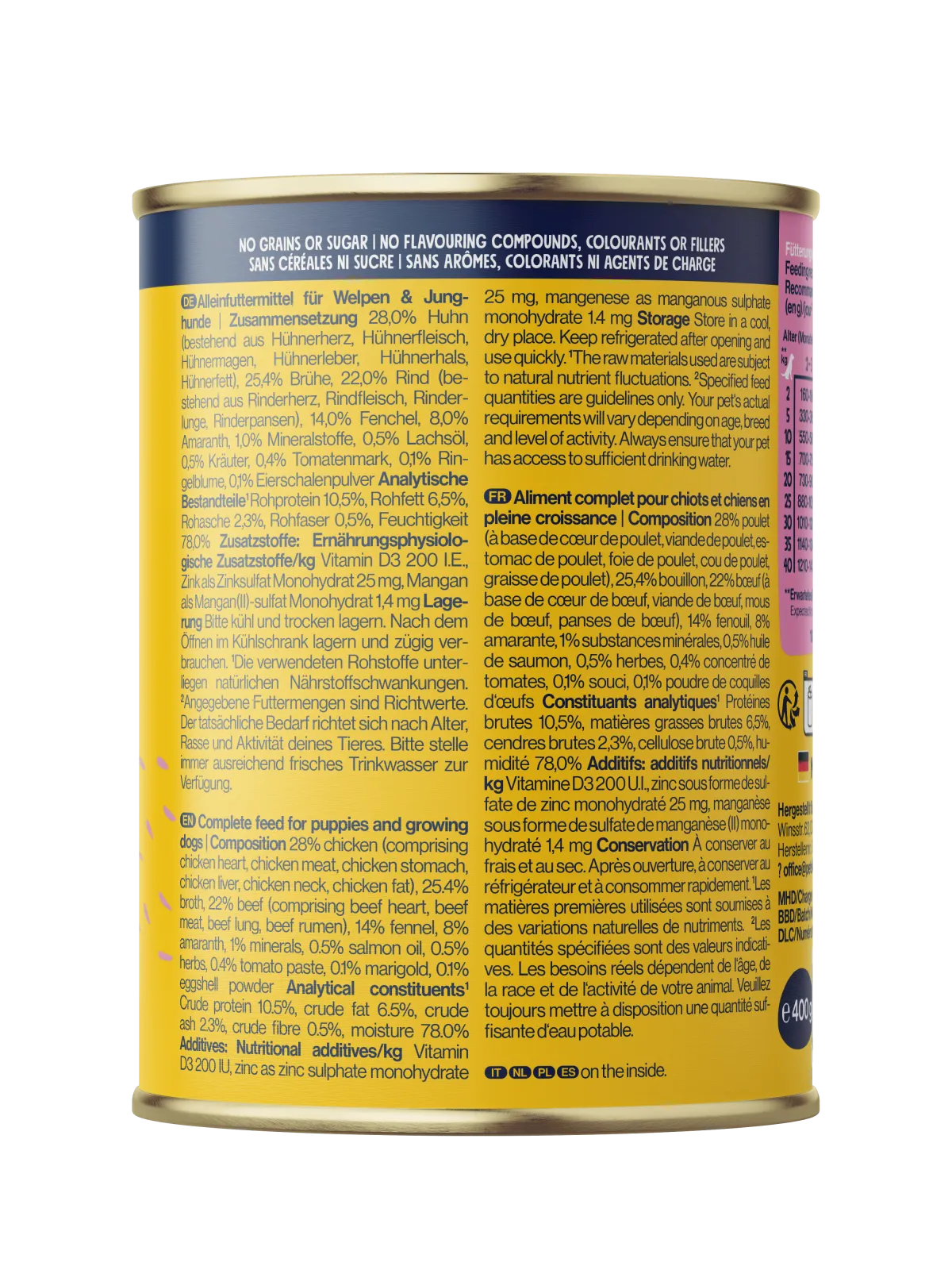 Pets Deli Junior JUNIOR Huhn mit Rind, Fenchel, Ringelblume 400g