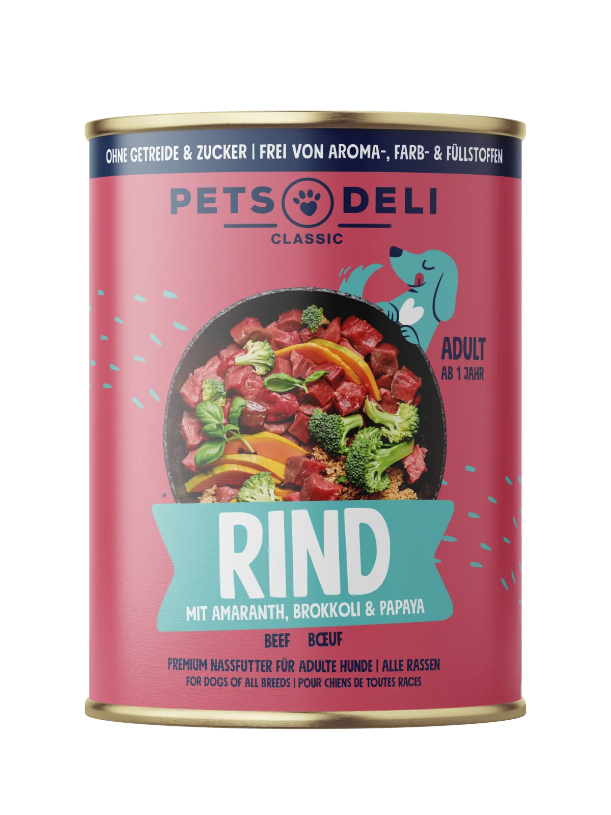 Pets Deli Classic Rind, Brokkoli, Papaya, Amaranth, Basilikum 400g