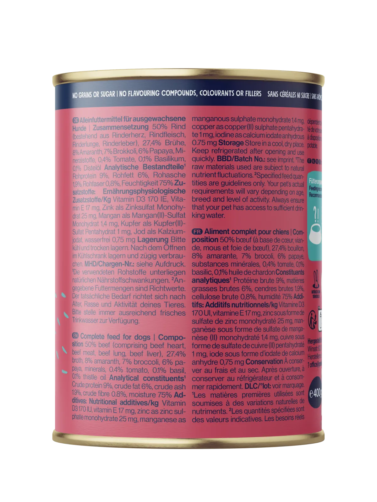 Pets Deli Classic Rind, Brokkoli, Papaya, Amaranth, Basilikum 400g