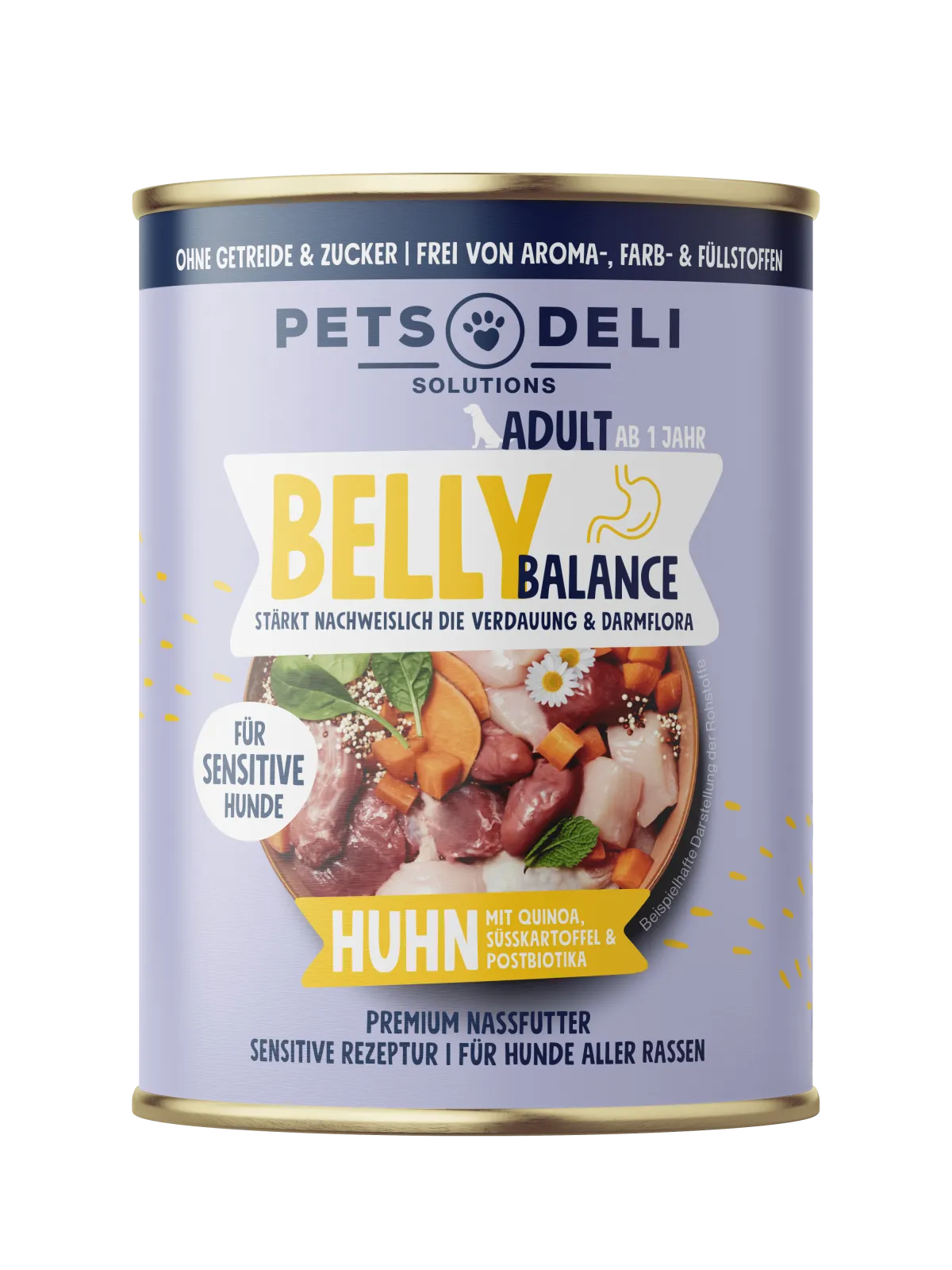 Pets Deli Solution Belly Balance Huhn mit Quinoa, Süsskartoffel & Postbiotika 400g