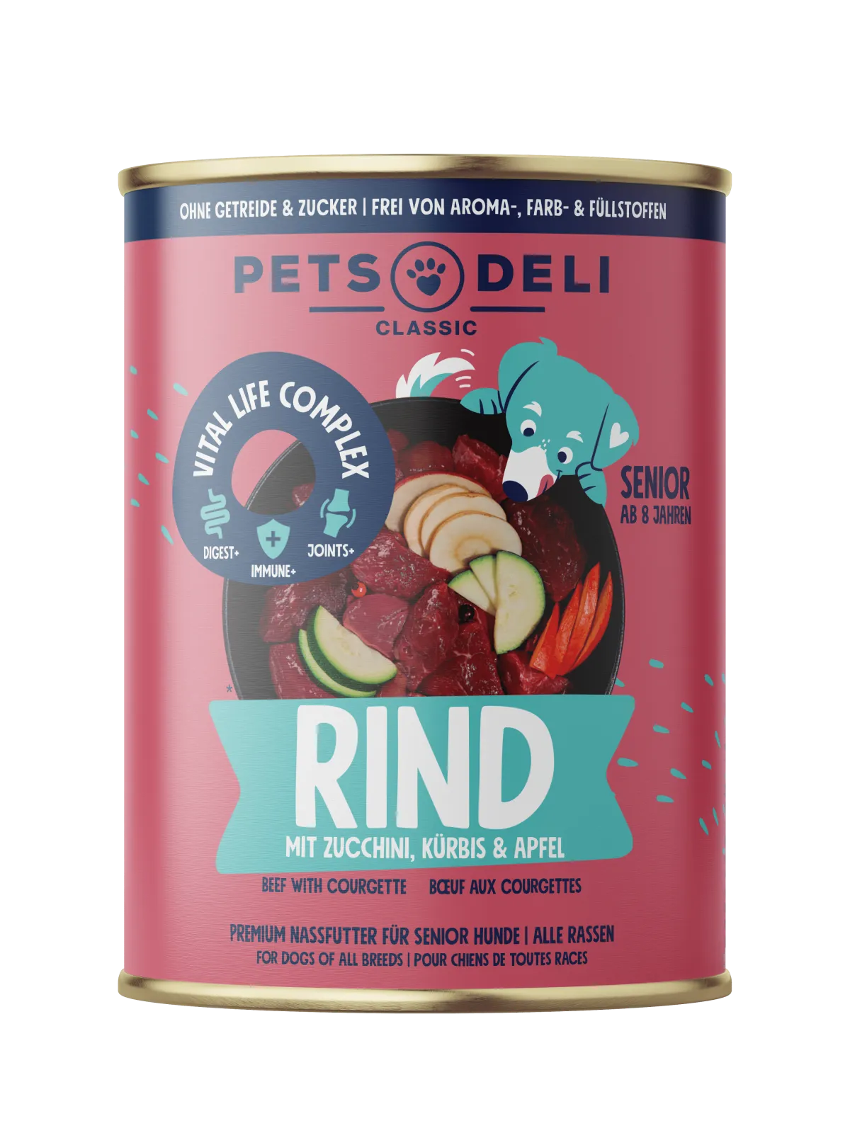 Pets Deli Senior Rind mit Zucchini, Kürbis und Apfel 400g