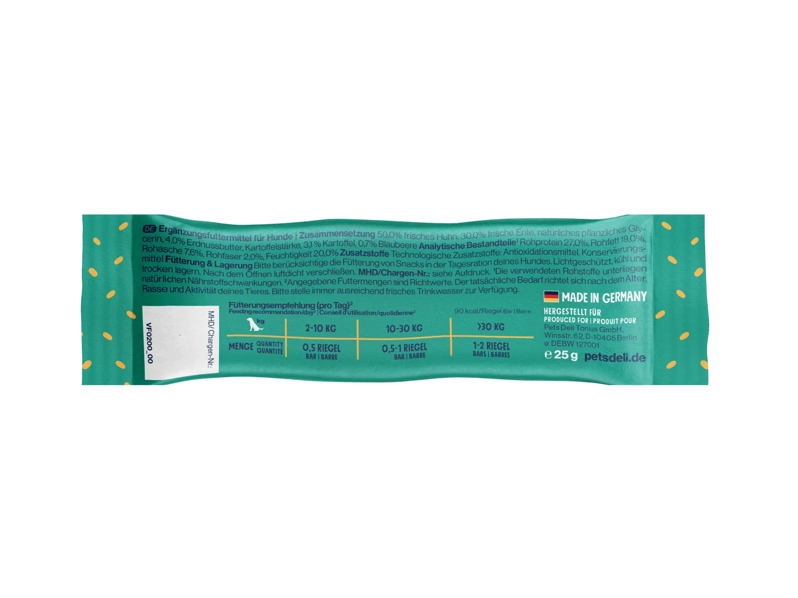 Pets Deli Yummy Bar Snack Yummy Bar Ente mit Erdnussbutter 25g