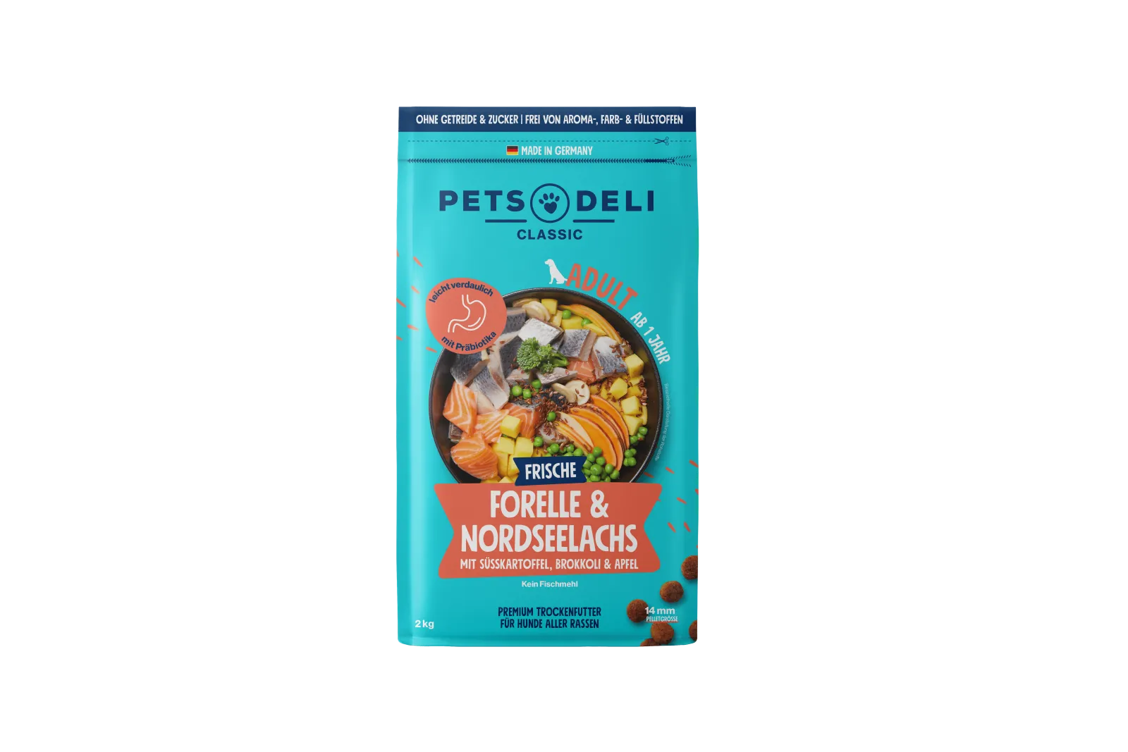 Pets Deli Classic Forelle & Nordseelachs mit Süßkartoffel, Brokkoli & Apfel 2kg