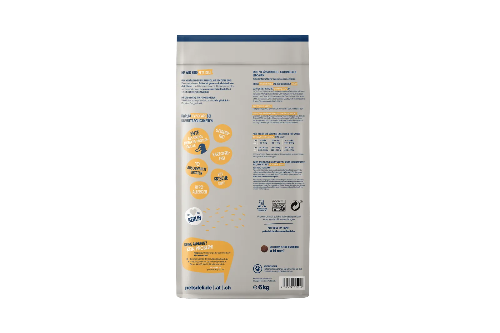 Pets Deli Sensitiv Ente mit Süsskartoffel & Leinsamen 6kg