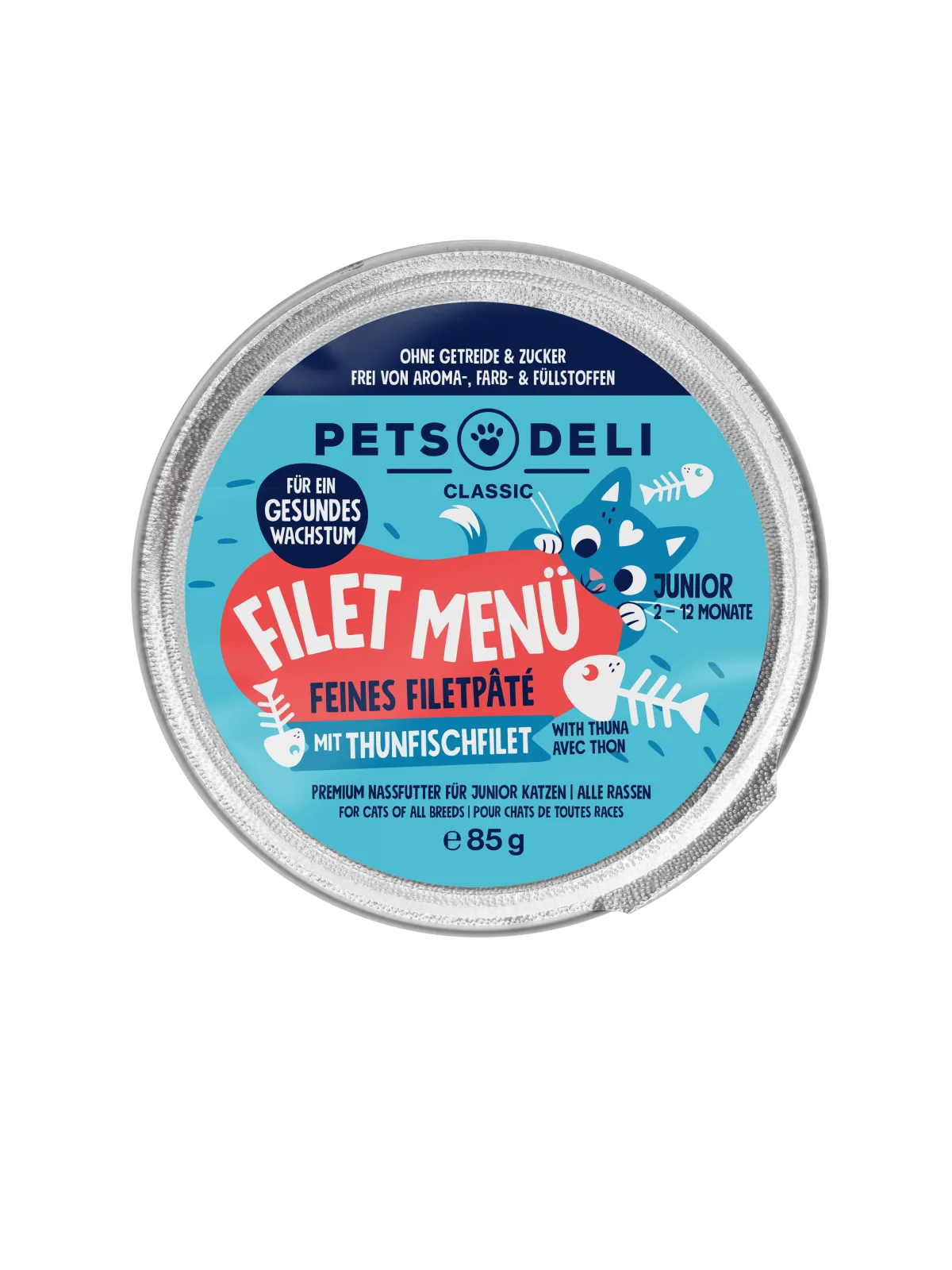 Pets Deli Kitten JUNIOR Filetmenü Thunfisch mit Basilikum 85g