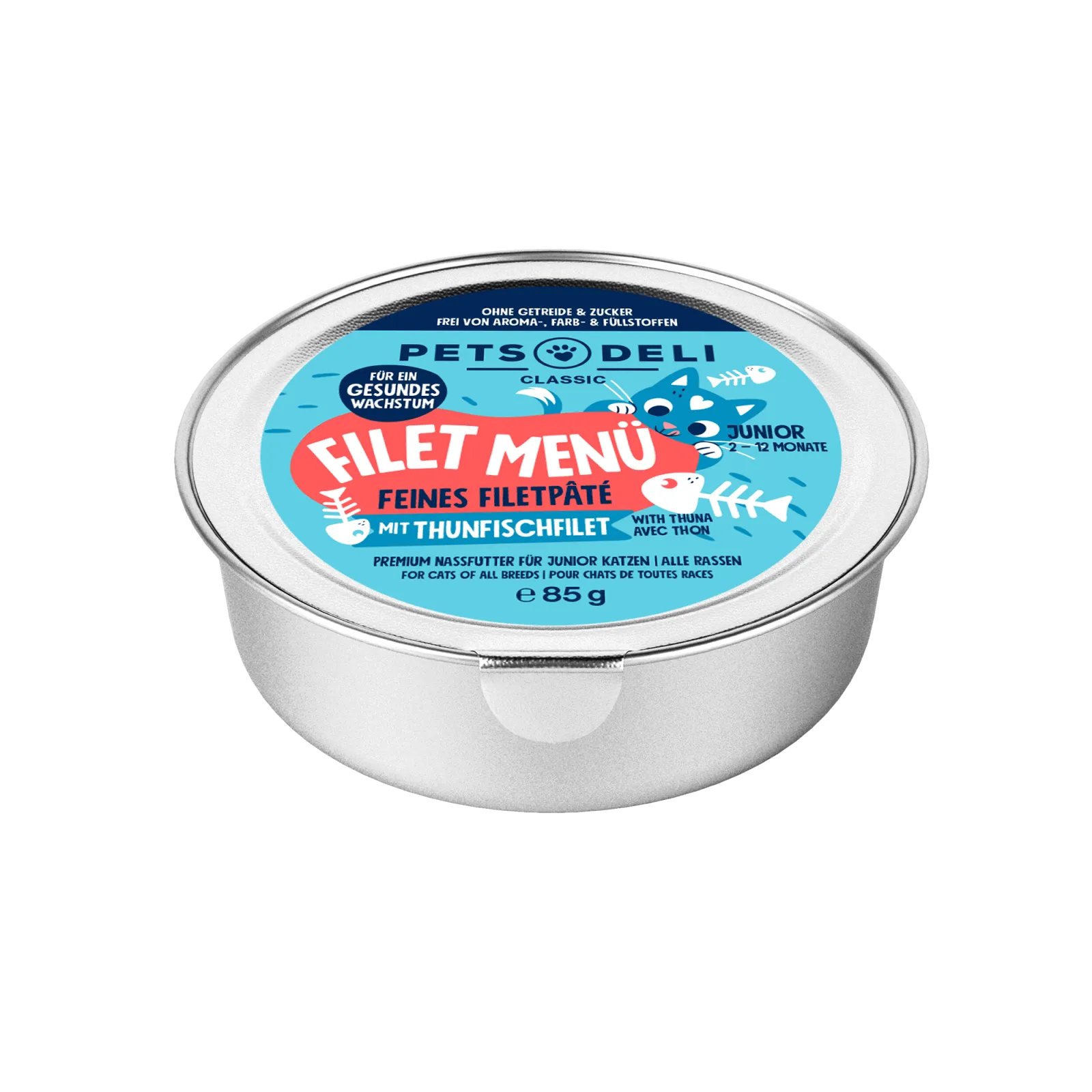 Pets Deli Kitten JUNIOR Filetmenü Thunfisch mit Basilikum 85g
