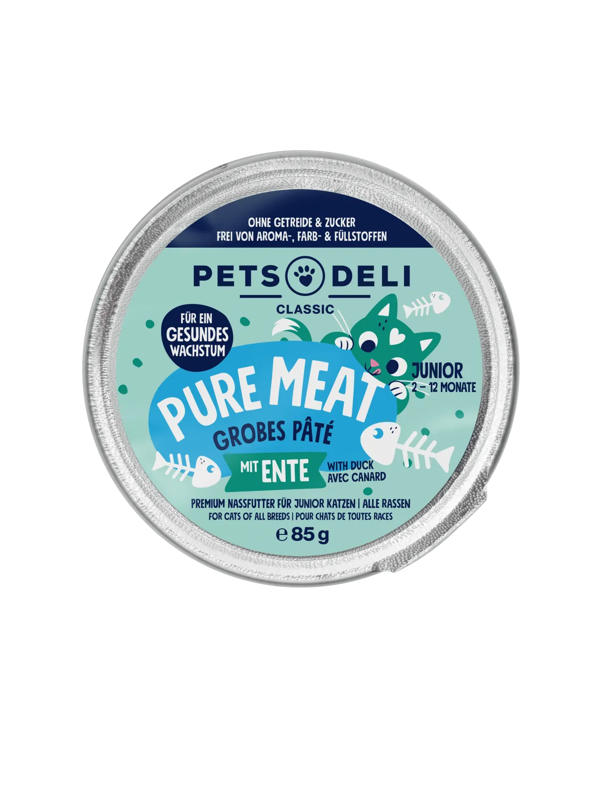 Pets Deli Kitten JUNIOR Pure Meat Huhn mit Ente 85g