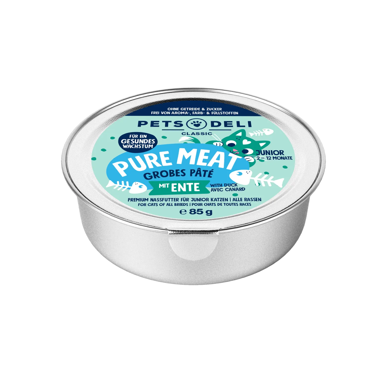 Pets Deli Kitten JUNIOR Pure Meat Huhn mit Ente 85g