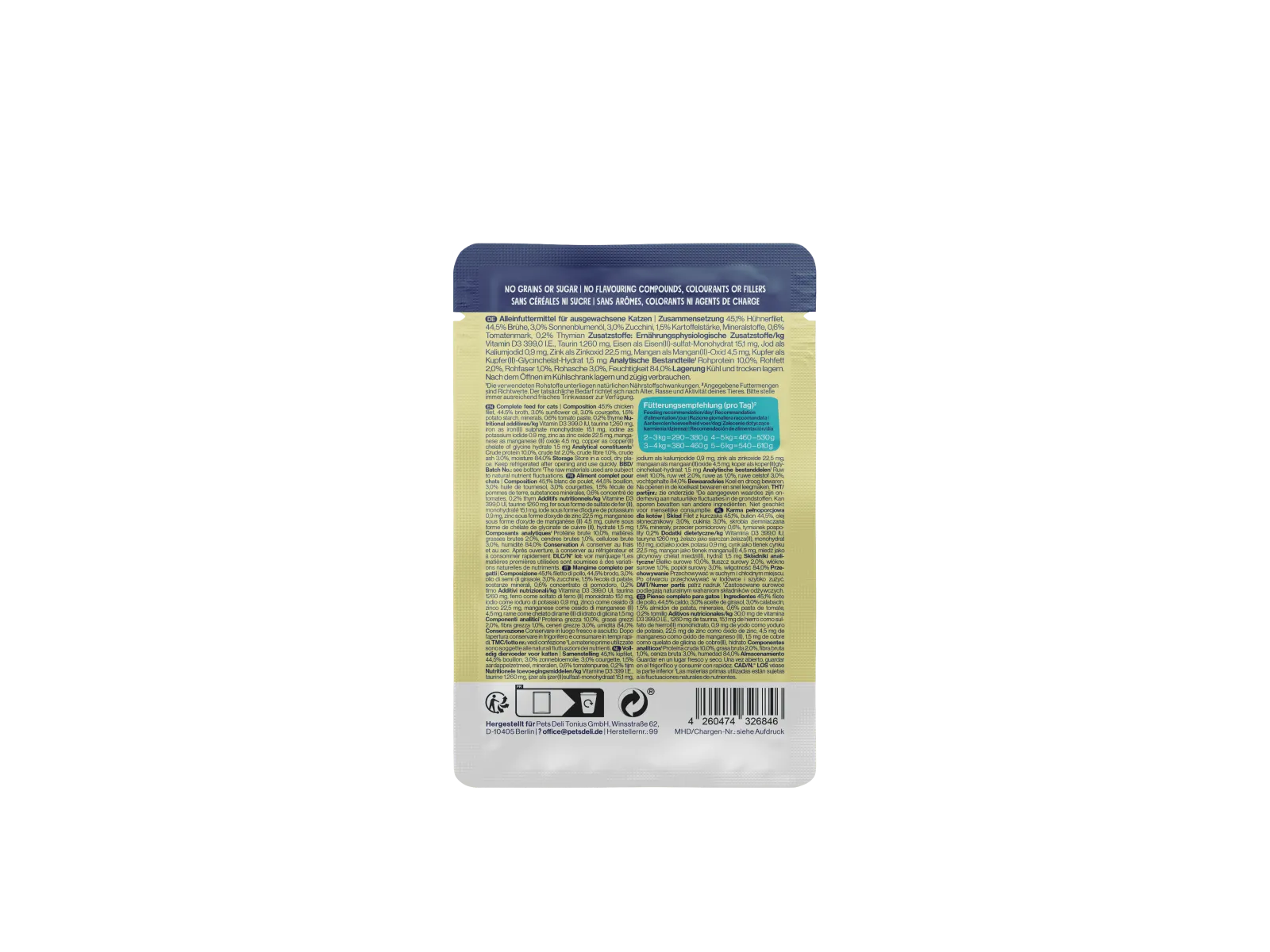 Pets Deli Saucen Menü Saucen Menü Hühnerfilet, Zucchini 70g