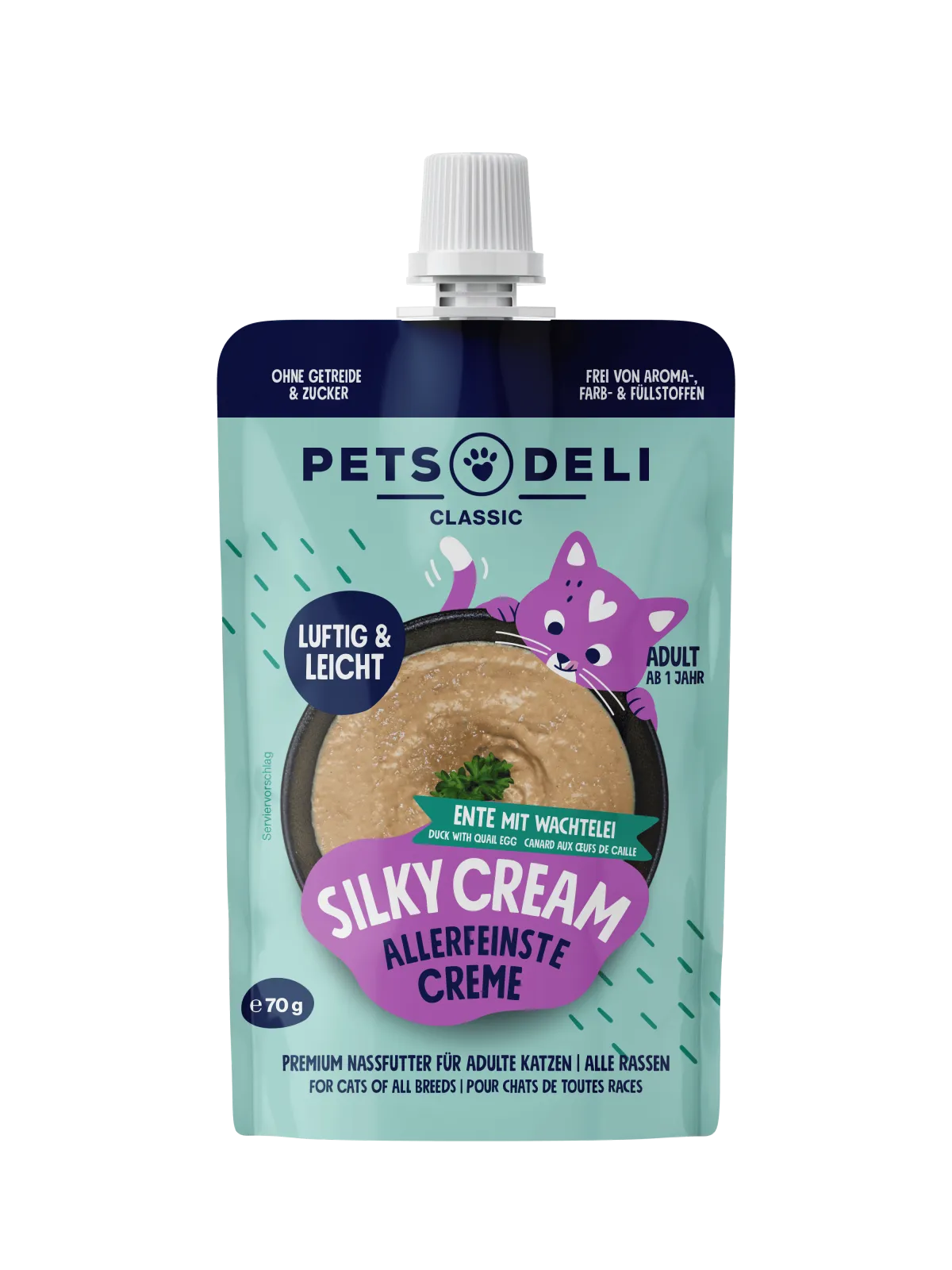 Pets Deli Silky Cream Silky-Cream Ente mit Wachtelei 70g