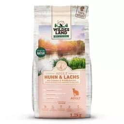 Wildes Land Trockenfutter Katze hlachs Huhn und Lachs mit Gartengemüse 1,2 kg