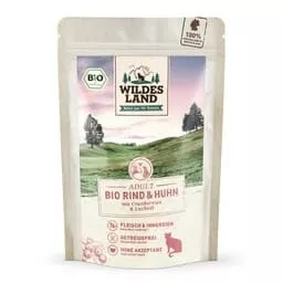 Wildes Land Nassfutter Bio Rind und Huhn mit Cranberries 85 g