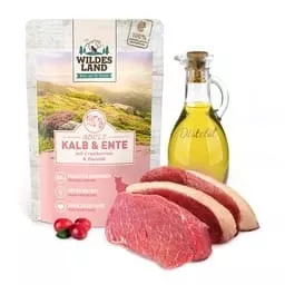 Wildes Land Nassfutter Kalb und Ente mit Cranberries 100 g