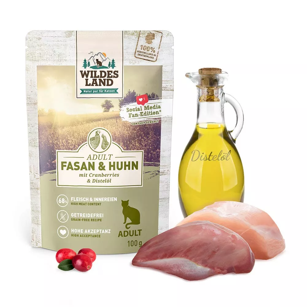 Wildes Land Nassfutter Fasan und Huhn mit Cranberries 100 g