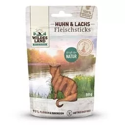 Wildes Land Snacks Katze Katzensticks Katzensticks Huhn & Lachs 50 g