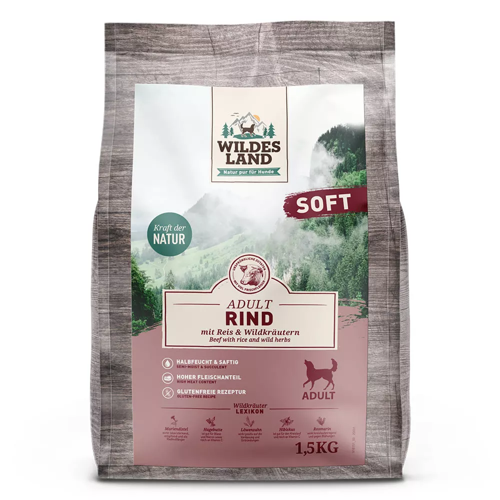 Wildes Land Trockenfutter Rind mit Reis Soft 1,5kg