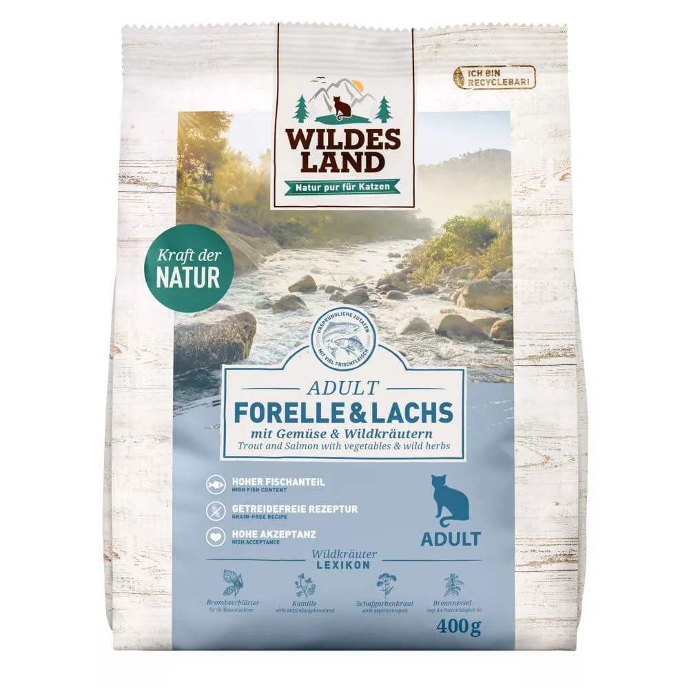 Wildes Land Trockenfutter Katze forelle Forelle & Lachs 400 g