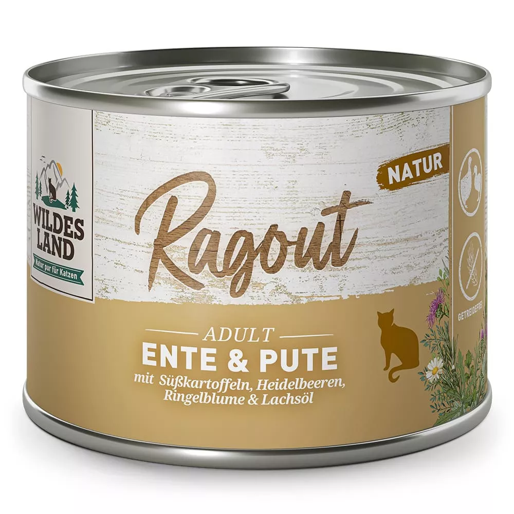 Wildes Land Nassfutter Ragout Ente & Pute mit Süßkartoffeln 180g