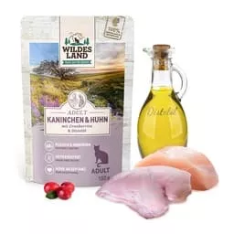 Wildes Land Nassfutter Kaninchen und Huhn mit Cranberries 100 g