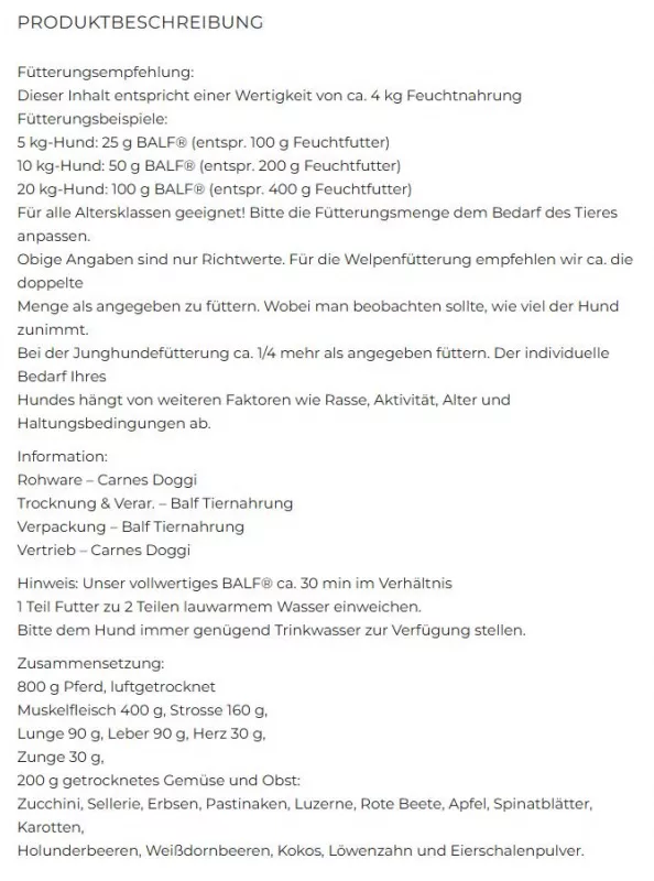 TrockenBARF BALF Pferd 1000g